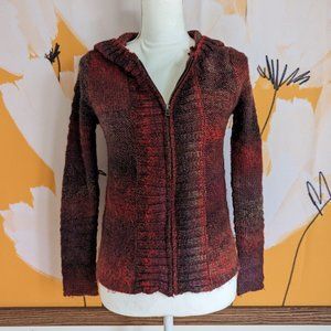 Prana Wool Blend Hooded Zip Sweater Cardigan S